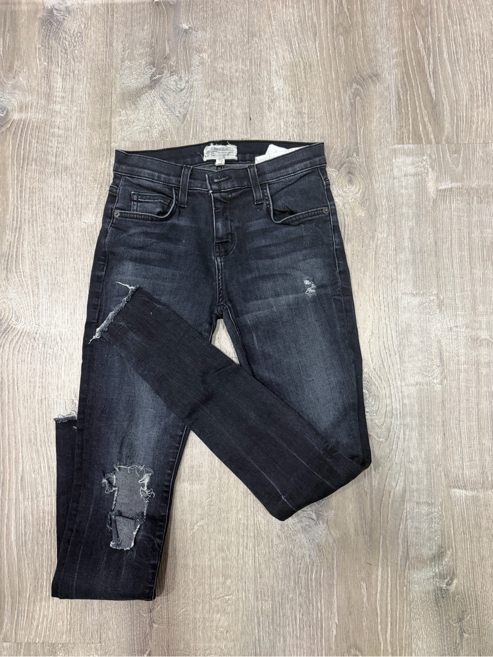 Current/Elliott Men’s Black Distressed Skinny Jeans